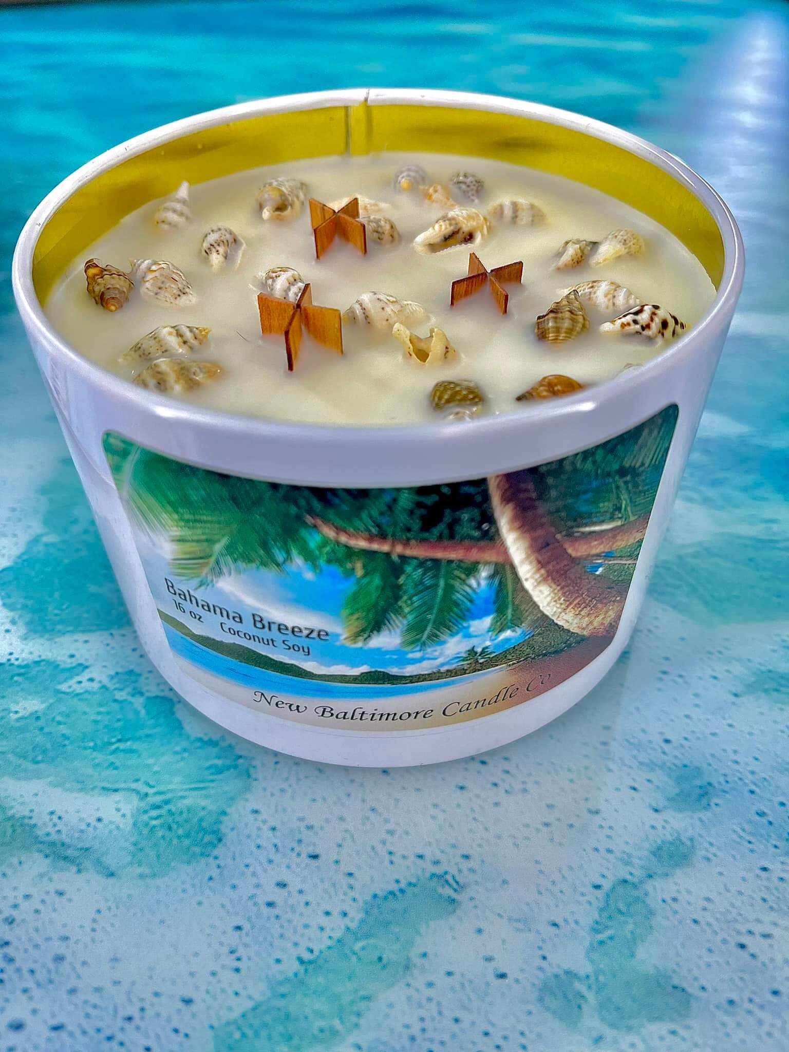 A white bowl with a picture of a beach on it
