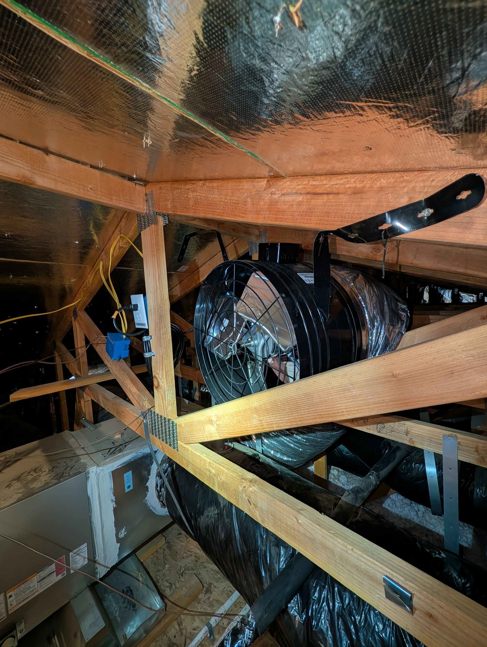 Whole house fan installation in Woodland, CA.