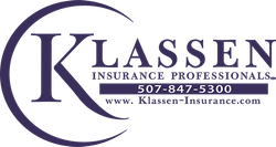 Logo for Klassen Insurance: A navy blue 