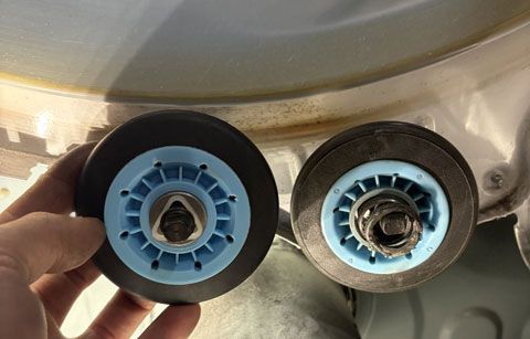 Dryer repair - replacing worn drum rollers