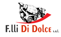 Logo di F.lli Di Dolce Srl con un camion betoniera nero e uno swoosh rosso