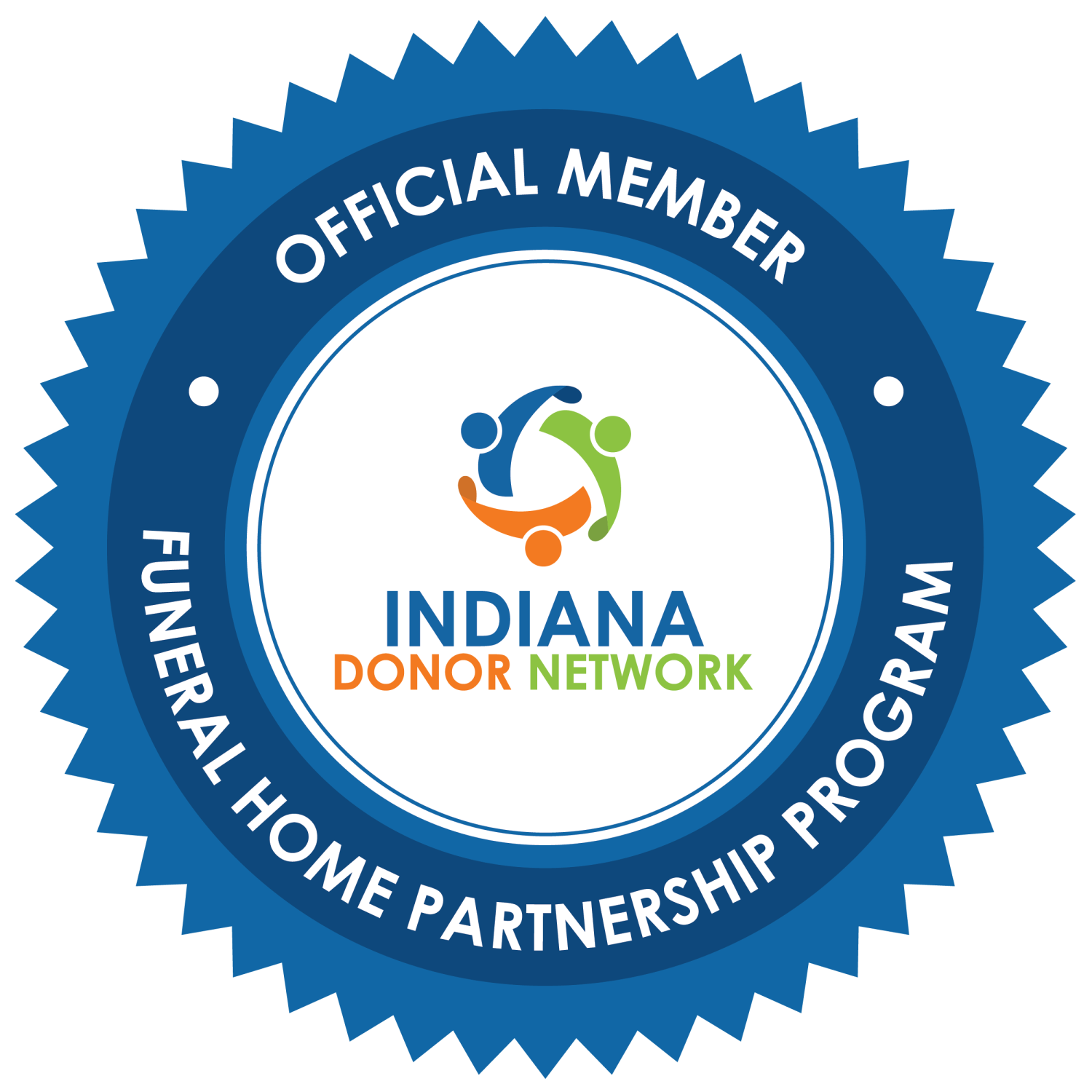 Indiana Donor Network with words Funeral Home Partnership Program emblem