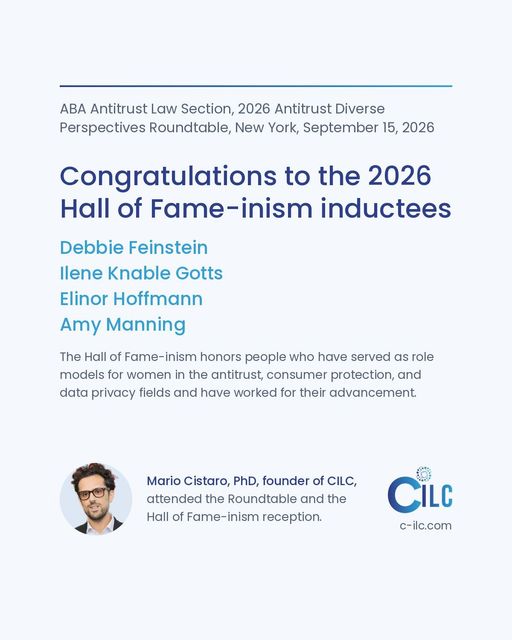 Blue-and-white announcement congratulating 2026 Hall of Fame inductees with speaker headshot and CILC logo