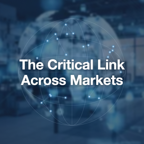 Blue network globe with text “The Critical Link Across Markets”