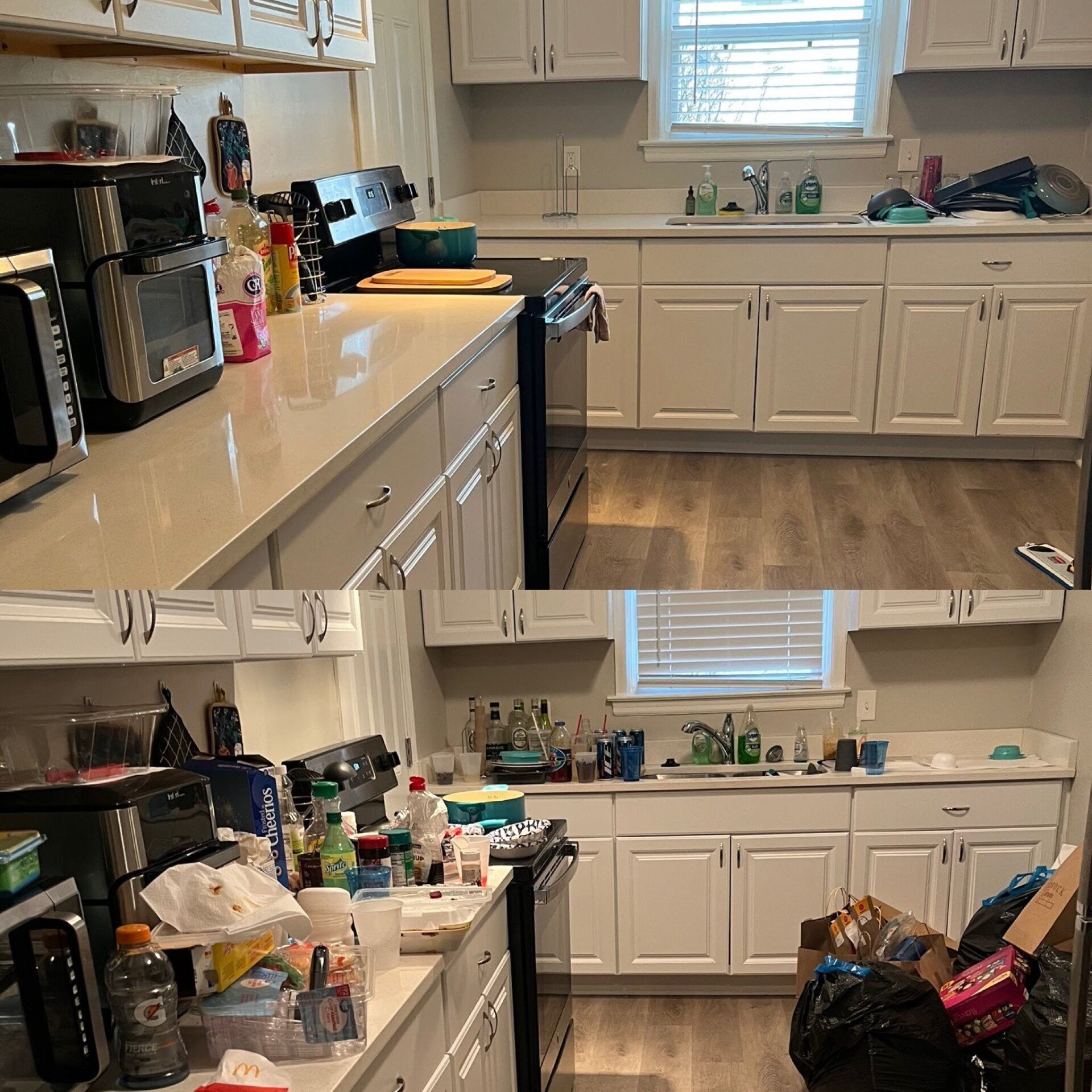 Kansas City, MO — Cleaning Maids In and Out, deep cleaning, top to bottom, housekeeping, maid service, cleaning, clean, cleaners, cleaning company, laundry service, window washing, carpet cleaning, carpet shampooing,Countertop Before and After — Kansas City, MO — Cleaning Maids In and Out