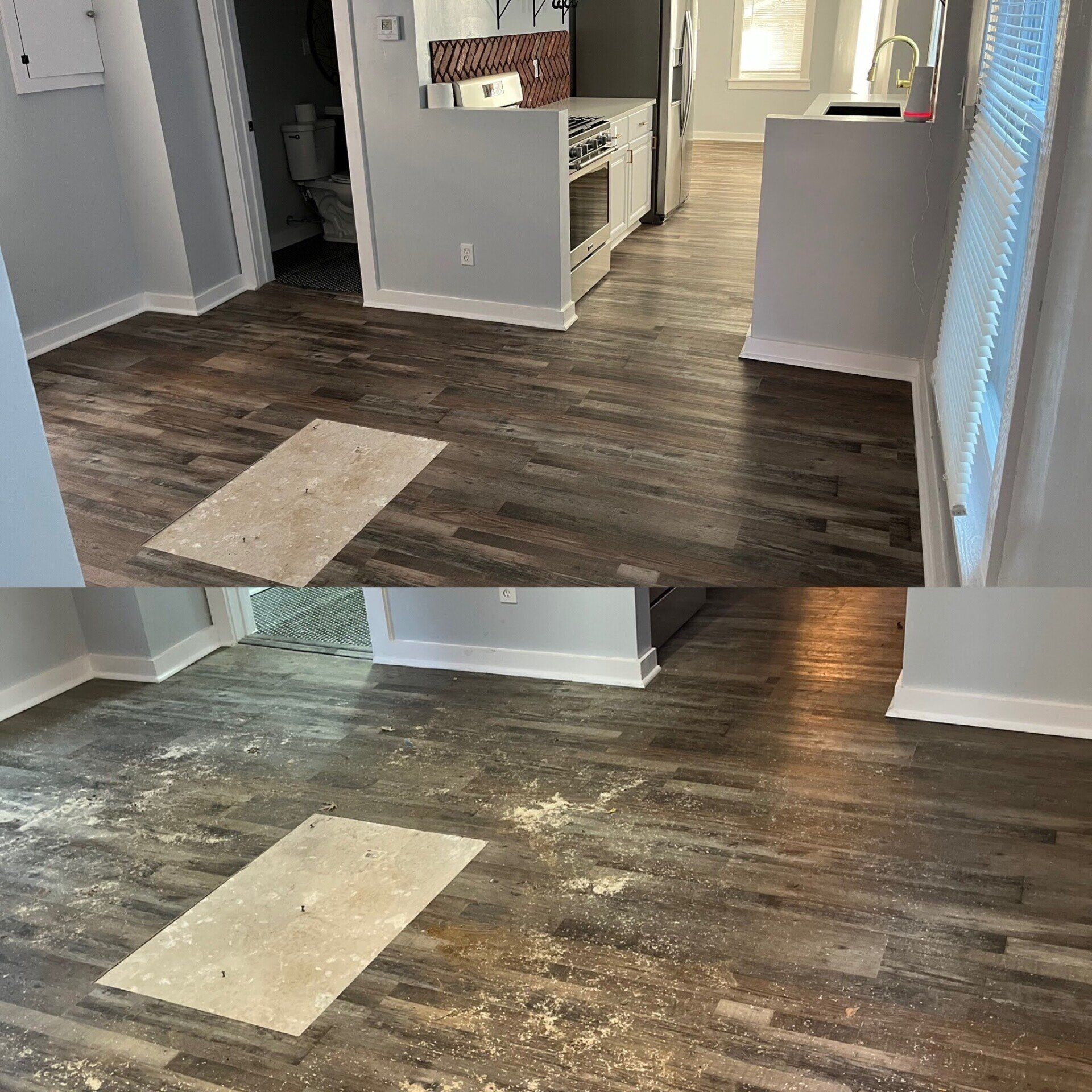 Kansas City, MO — Cleaning Maids In and Out, deep cleaning, top to bottom, housekeeping, maid service, cleaning, clean, cleaners, cleaning company, laundry service, window washing, carpet cleaning, carpet shampooing,Wood Floor Before and After — Kansas City, MO — Cleaning Maids In and Out