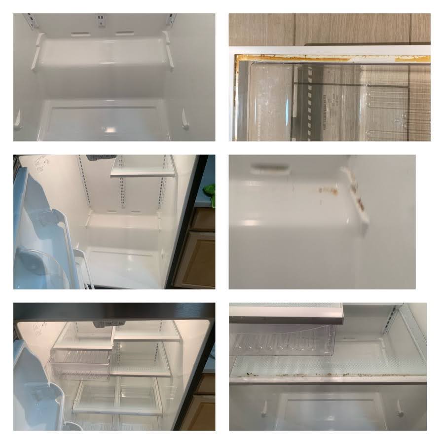 Client Refrigerator  Before and After — Kansas City, MO — Cleaning Maids In and Out, Kansas City, MO — Cleaning Maids In and Out, deep cleaning, top to bottom, housekeeping, maid service, cleaning, clean, cleaners, cleaning company, laundry service, window washing, carpet cleaning, carpet shampooing,