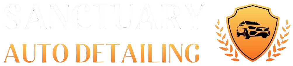 Orange gradient car silhouette inside a shield, with a downward-pointing triangle beneath.