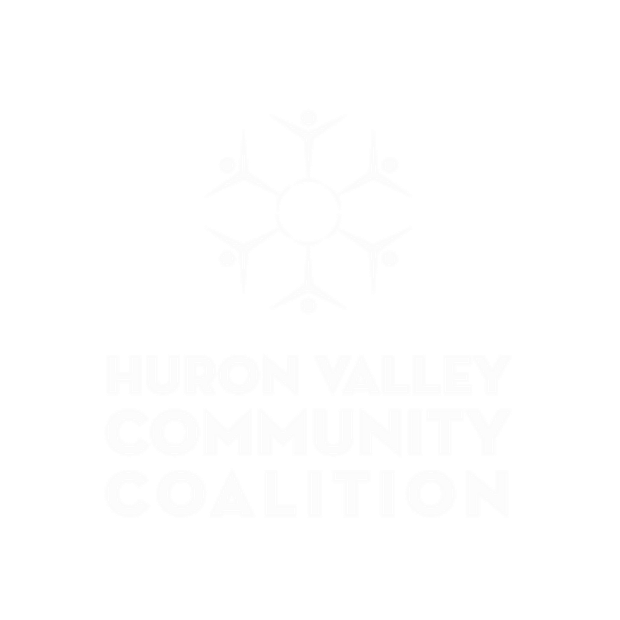 The Huron Valley Community Coalition logo in white