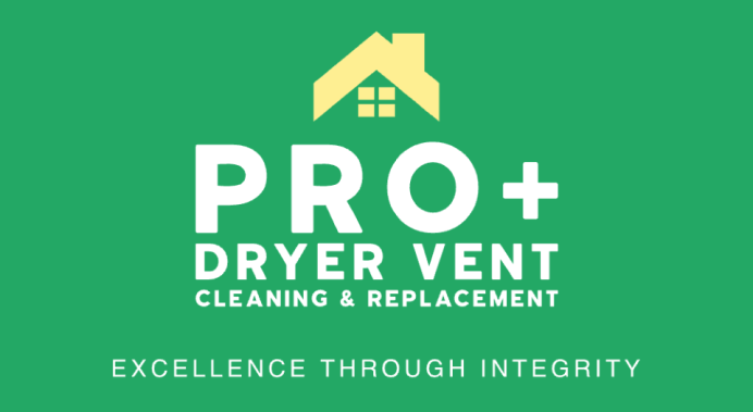 A green logo for pro + dryer vent cleaning and replacement