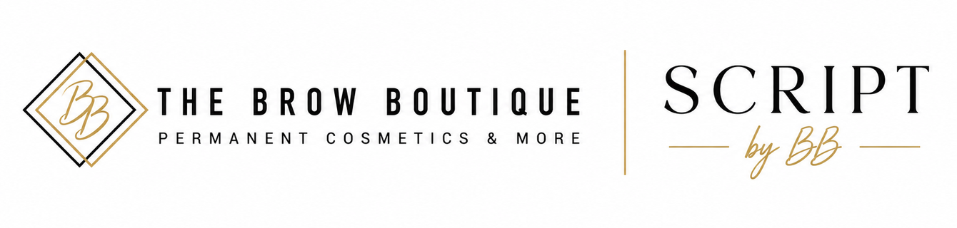The Brow Boutique and Script by E's logos on a white background