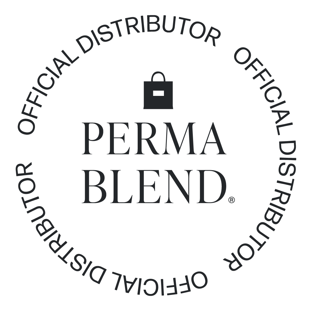 Perma Blend logo with a padlock and circular “Official Distributor” text in black and white
