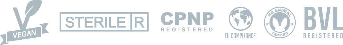 Row of gray and white certification logos, including CPNP and BV, on a light background