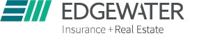 Edgewater Insurance + Real Estate logo with teal icon and gray text