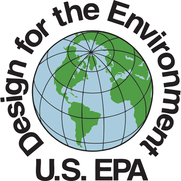 U.S. EPA Design for the Environment logo showing a globe with green continents and blue oceans in a black circle.