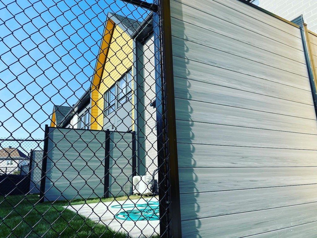 black aluminum and vinyl pvc hybrid privacy screen