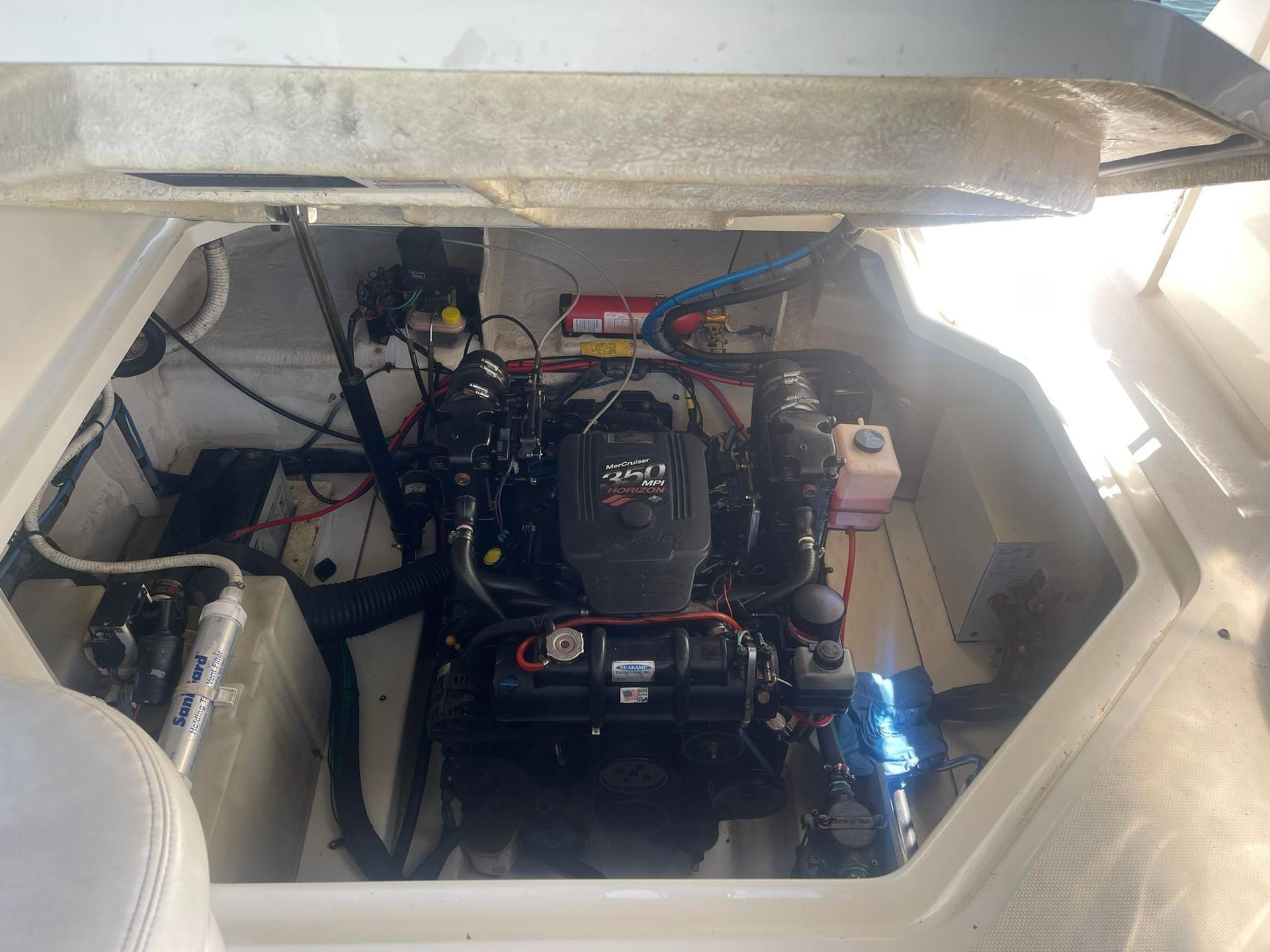 An Open Engine Compartment of a Boat — Hastings Mobile Marine Services In Wauchope, NSW