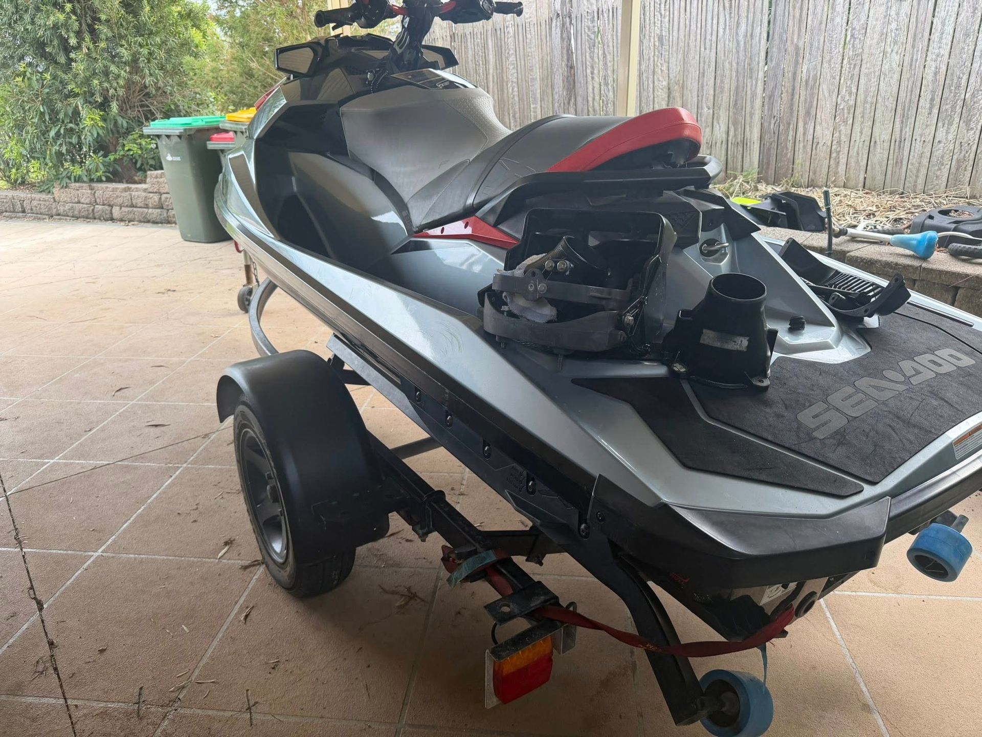 A Silver Sea-doo Personal Watercraft on a Trailer — Hastings Mobile Marine Services In Wauchope, NSW
