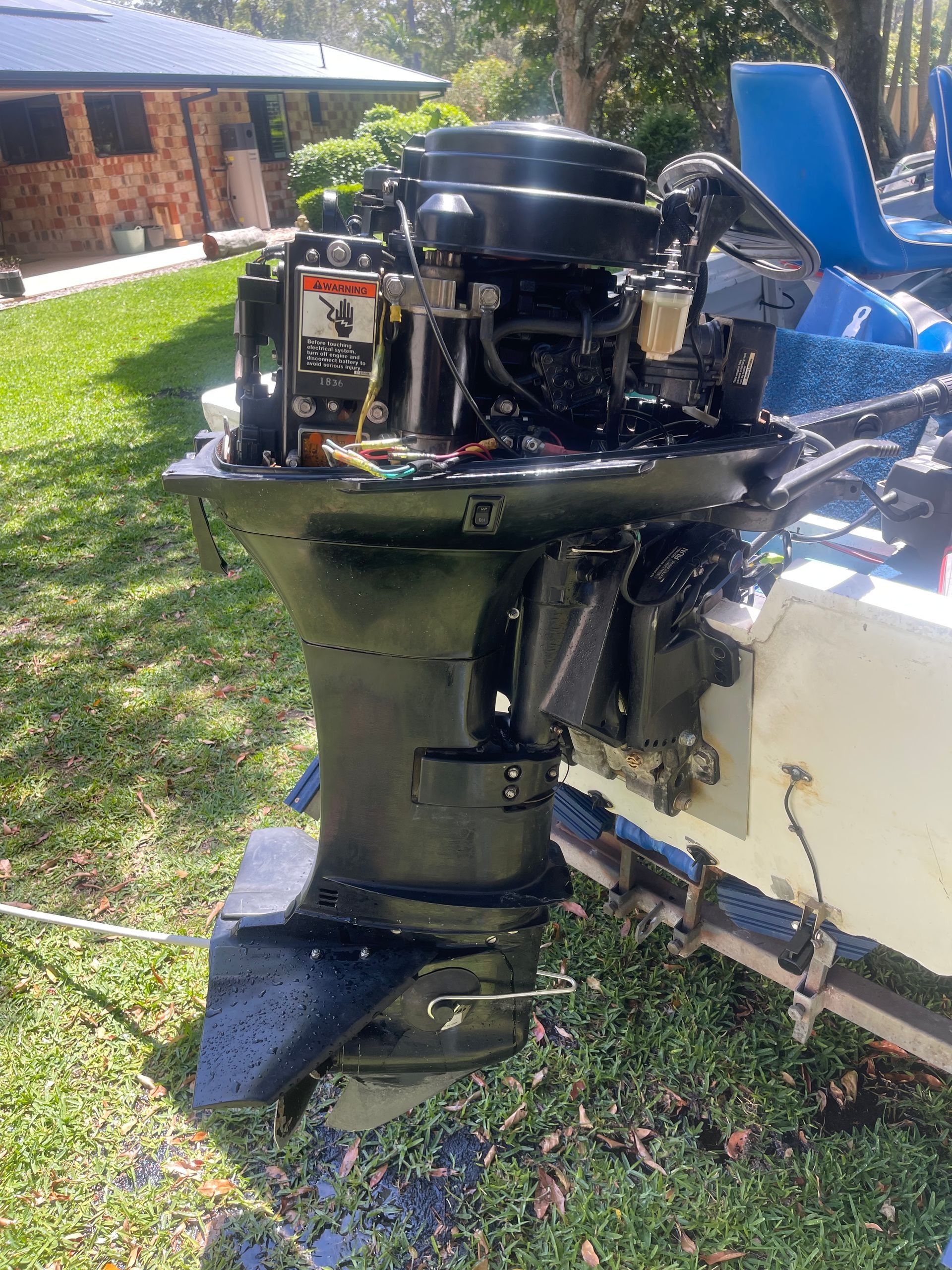 An Outboard Boat Motor With Its Cover Removed — Hastings Mobile Marine Services In Wauchope, NSW