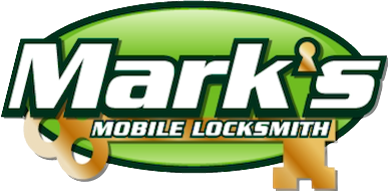 A green and white logo for mark 's mobile locksmith