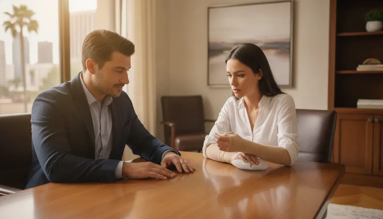 Los Angeles personal injury attorney meeting with an auto accident client