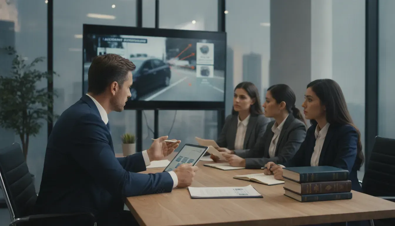 An accident attorney reviews a client's case to build a winning legal strategy.