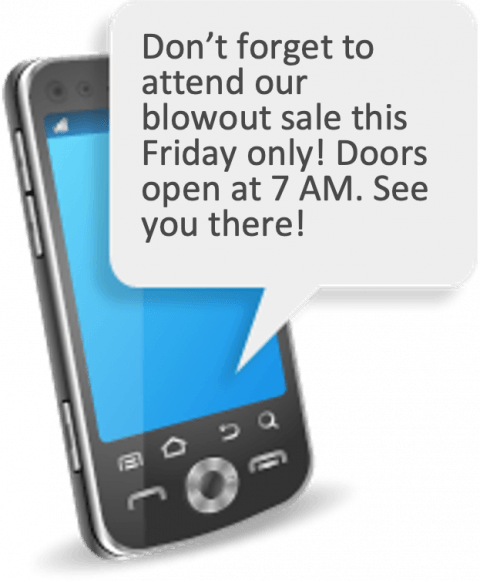 Smartphone displaying a message: