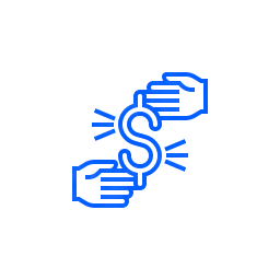 Hands exchanging a dollar sign; representing a financial transaction.