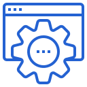 Blue gear inside a web browser window, representing settings or configuration.