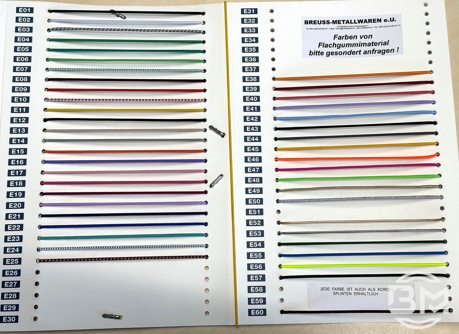 Breuss Metallwaren Gummi Farbkarte