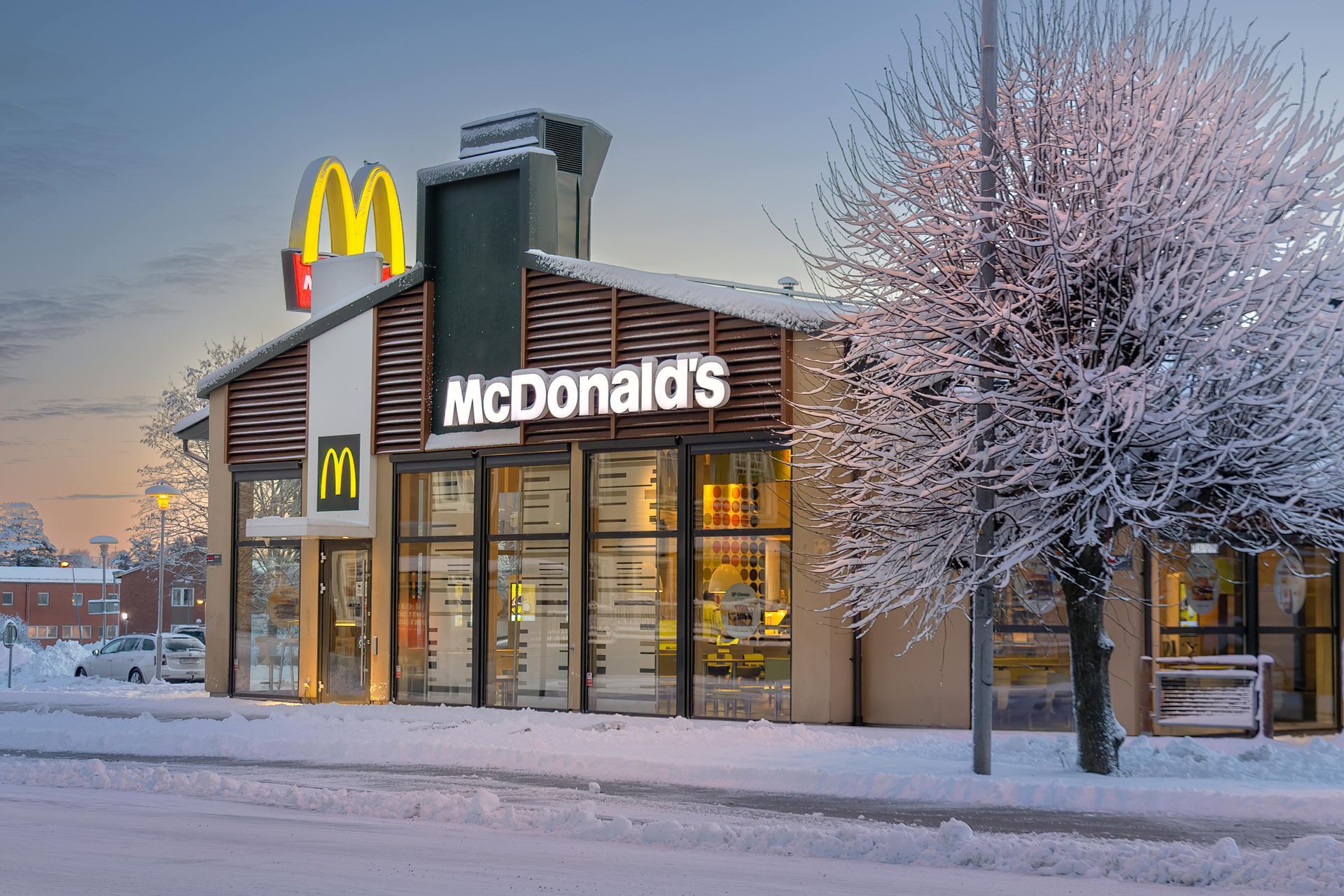 snow removal outside McDonalds