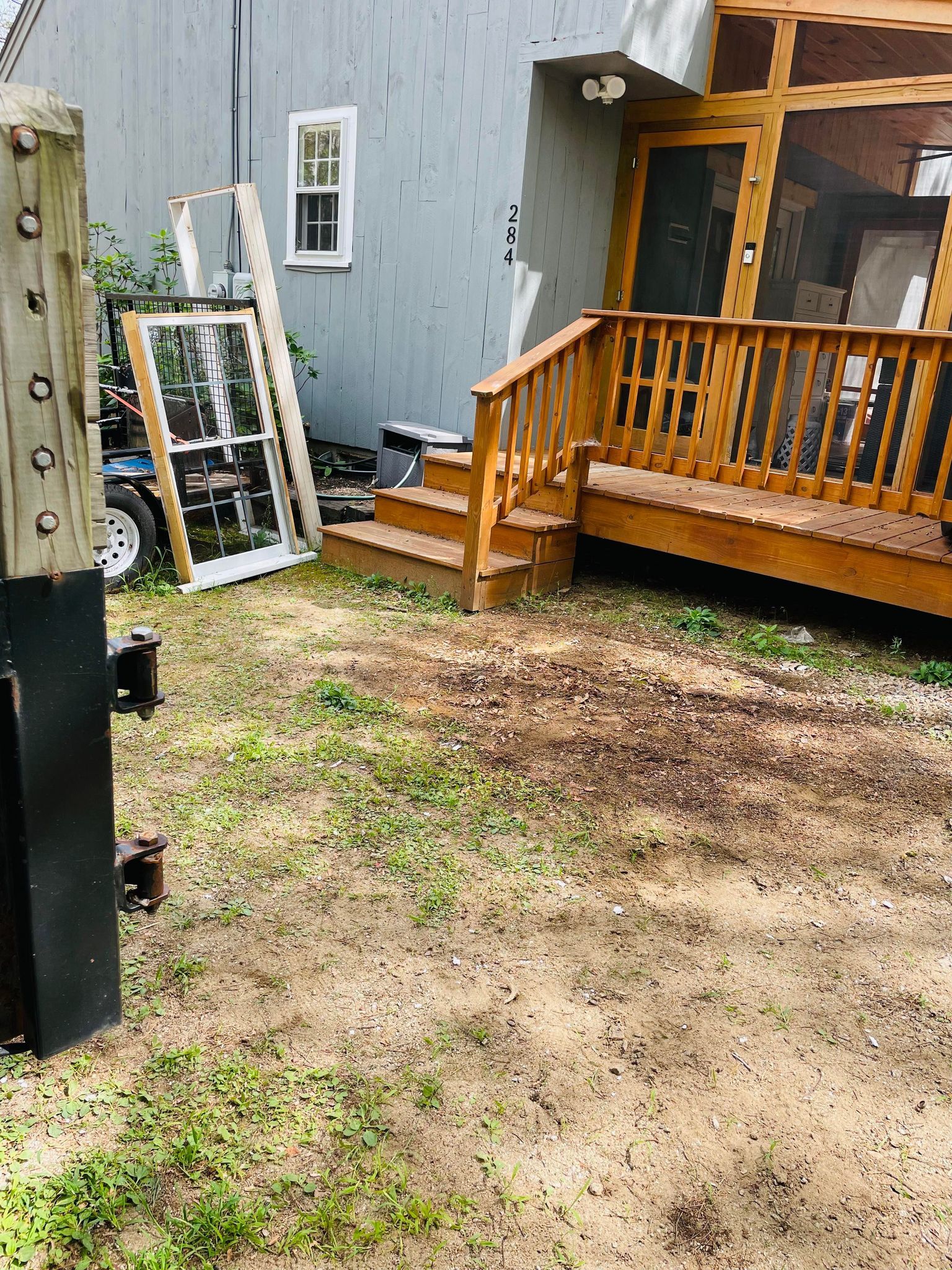 old window by deck, renovation cleanup services