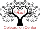 Hart's Celebration Center logo: Black tree with heart-shaped center holding the name