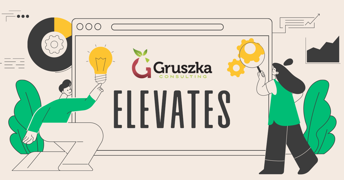 Illustration: Two figures with business graphics, 