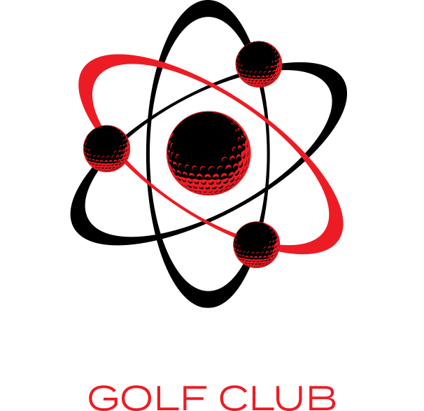 Swing Lab Golf Club logo with red and black golf ball design