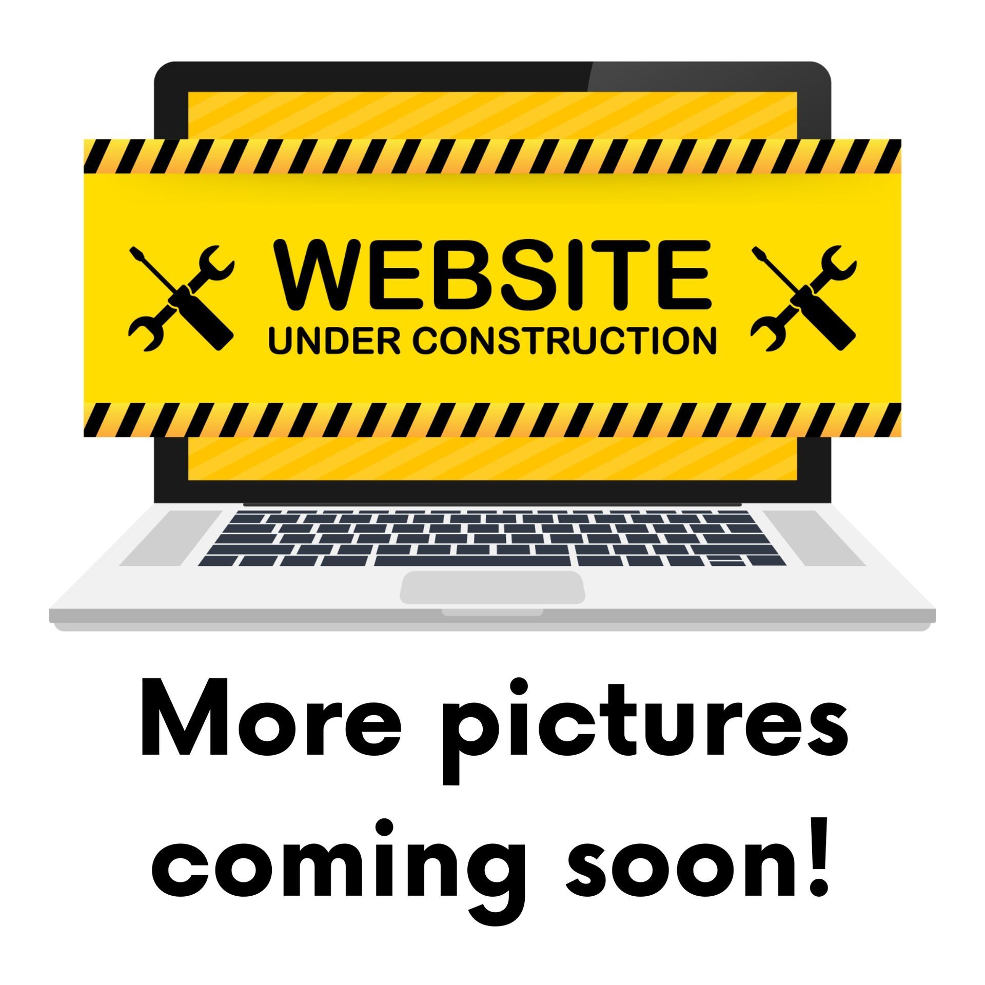 A laptop computer with a website under construction sign on it.