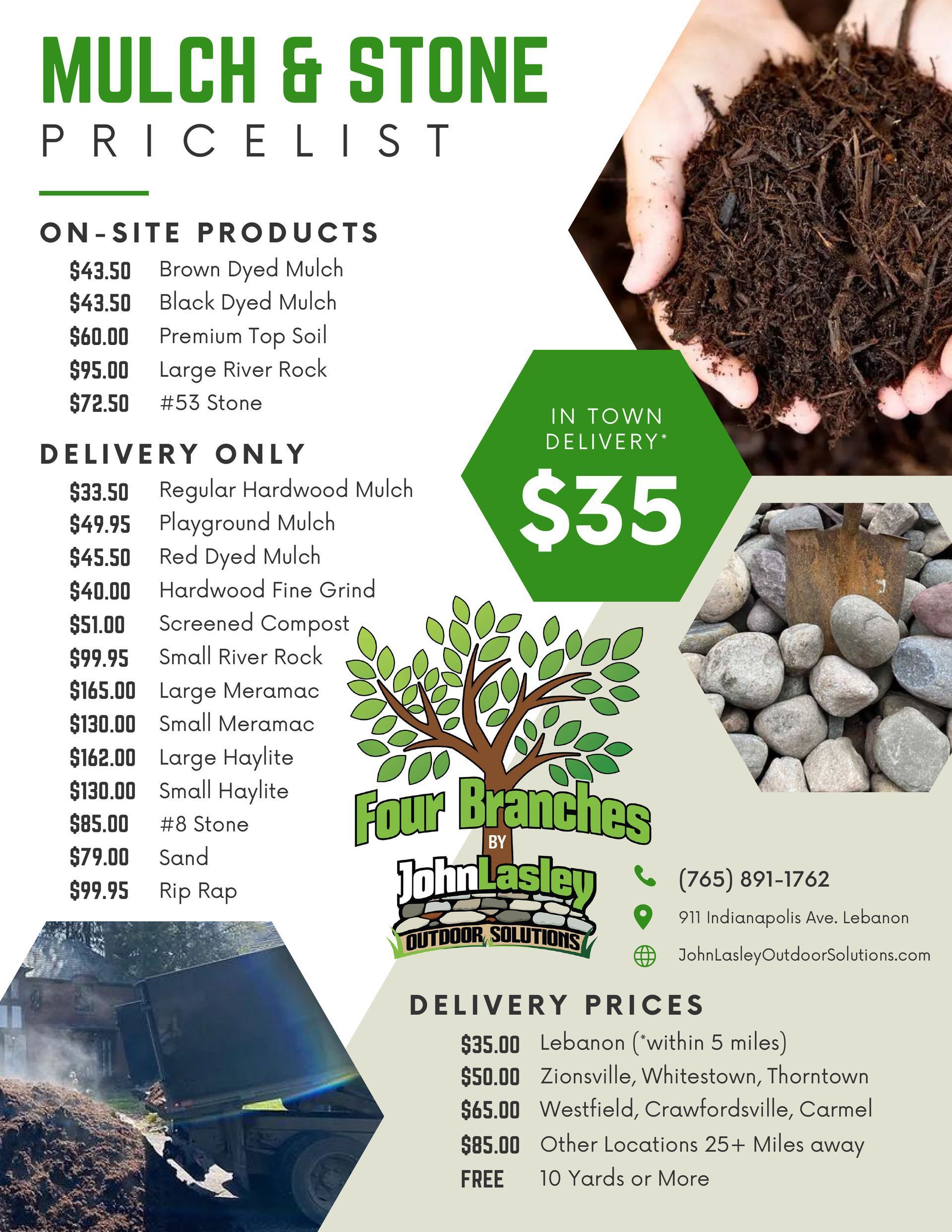 A person is holding a pile of mulch and stone in their hands.