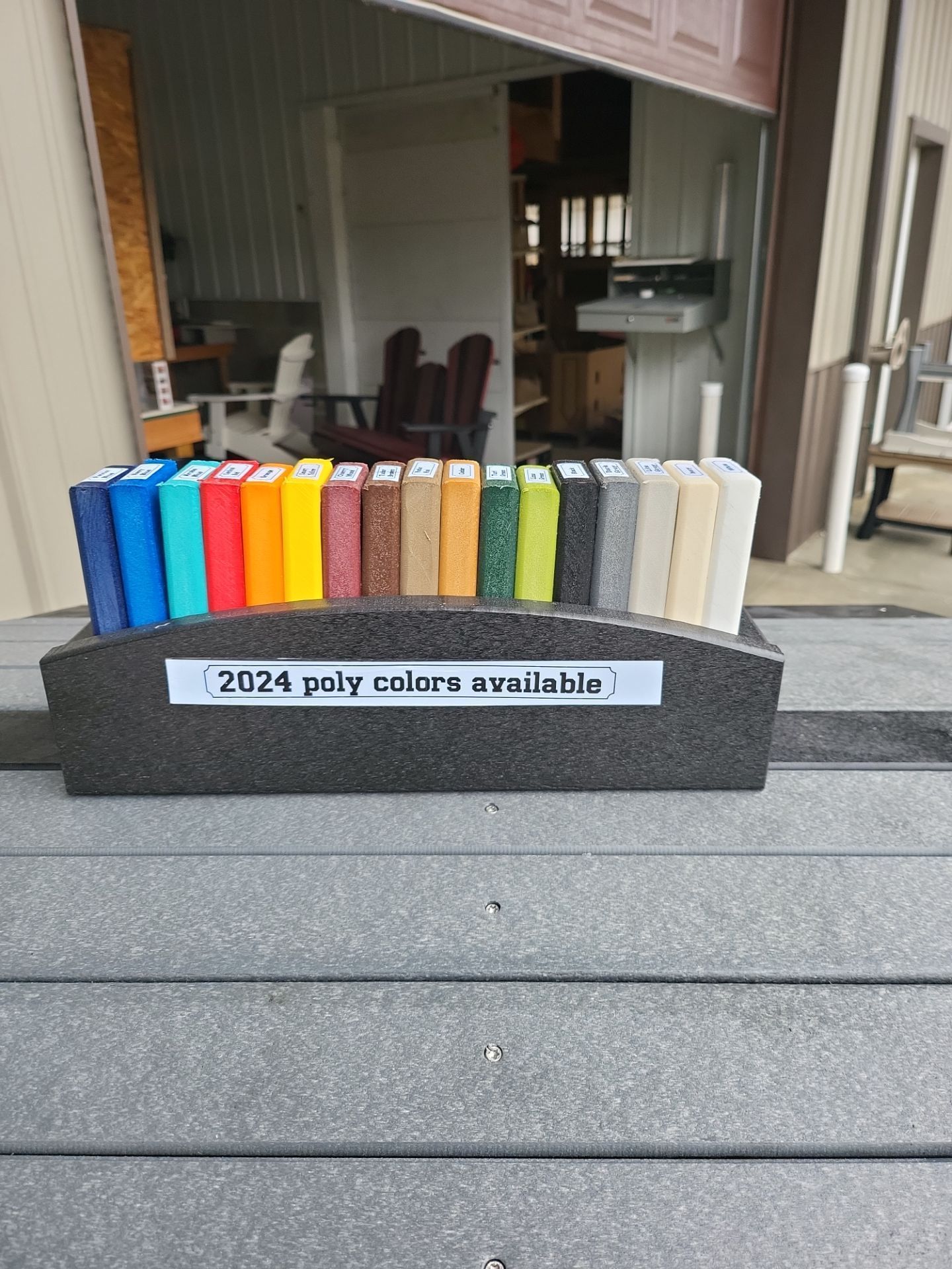 A display of a variety of acrylic tiles in different colors.