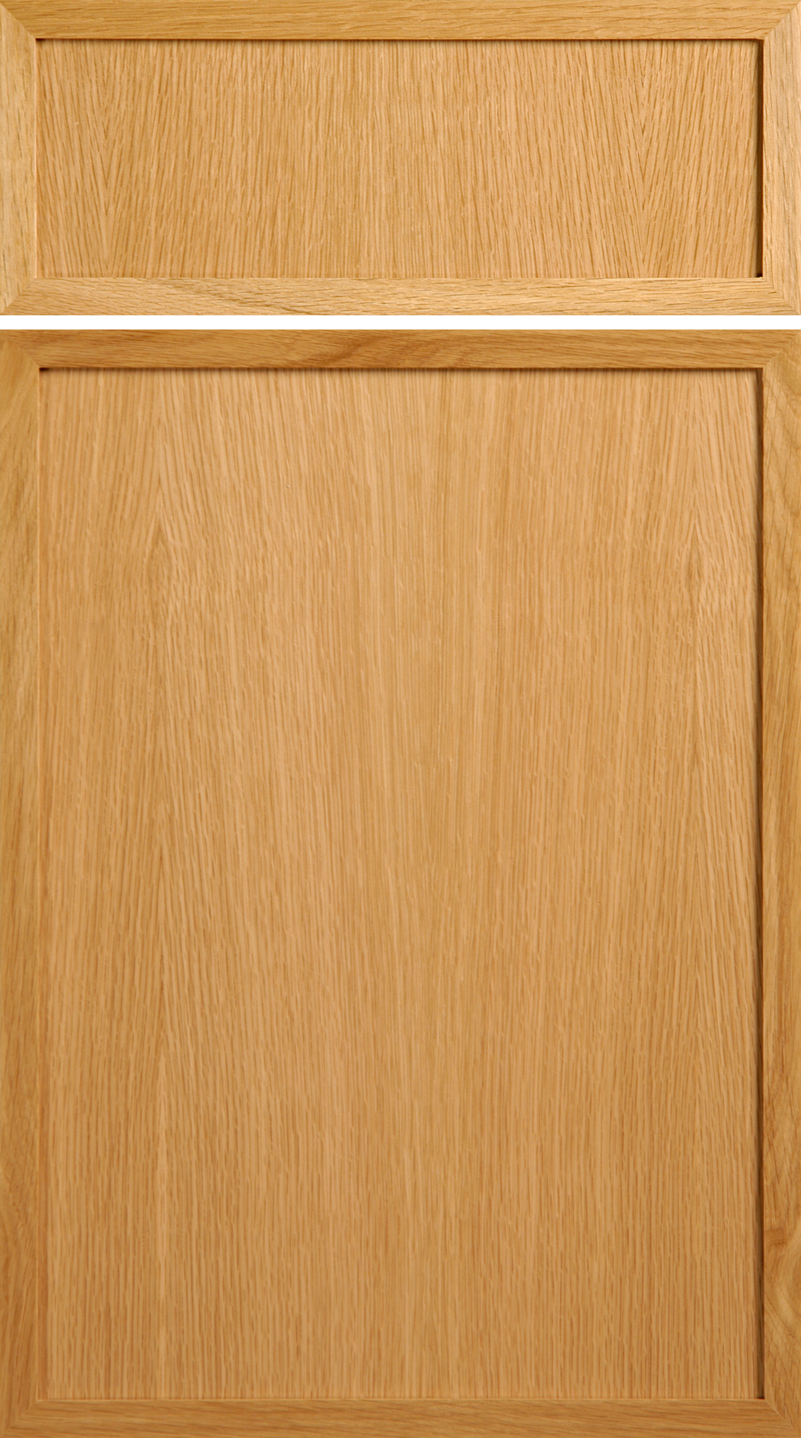 Oak wood cabinet door with recessed panel.