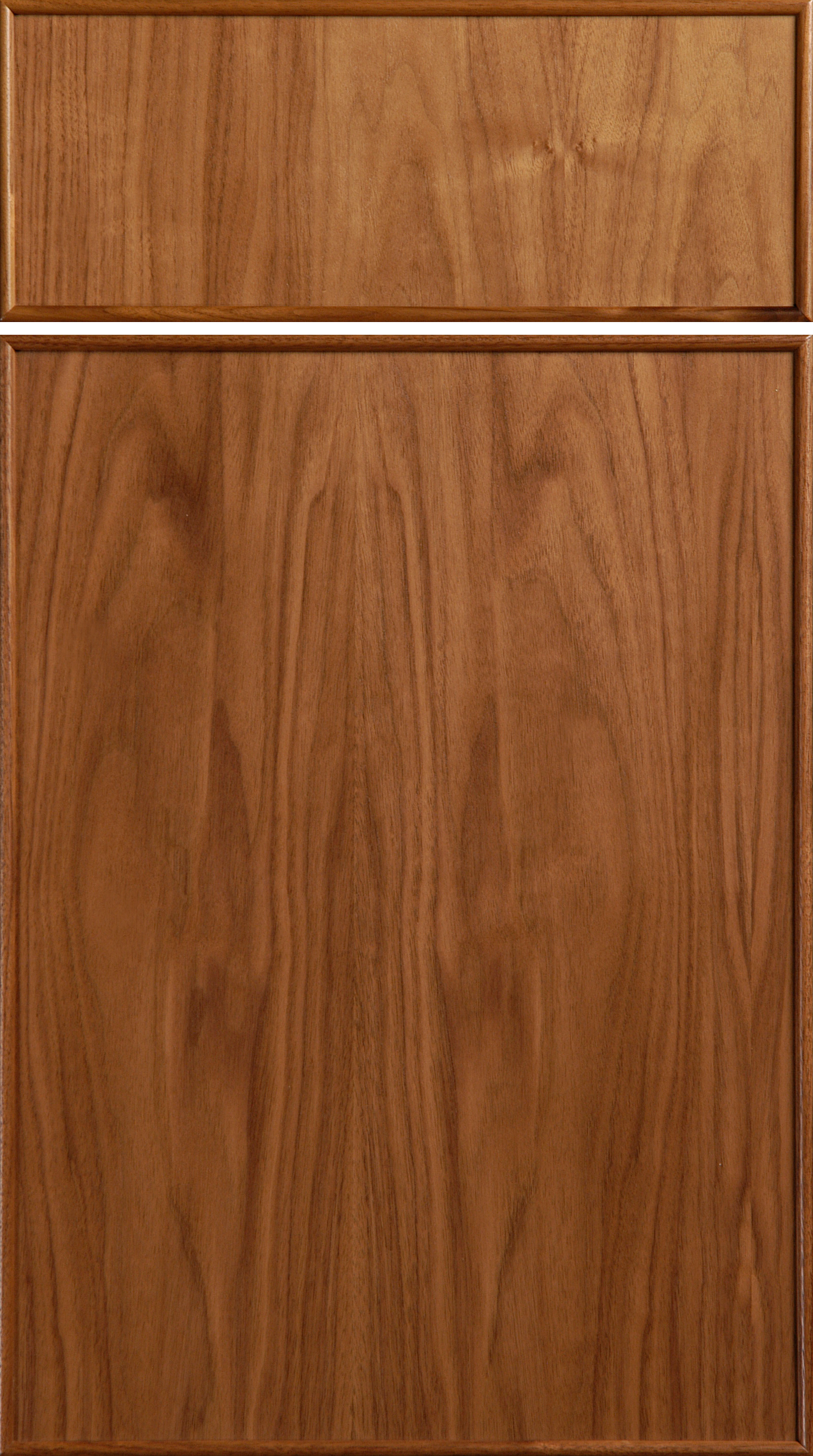 Brown wooden cabinet door with a framed, recessed panel.