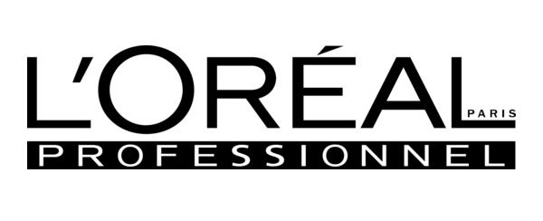 Logo di L'Oréal Professionnel in testo nero su sfondo bianco.