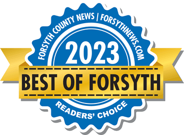 Best of Forsyth 2023 award badge, blue and gold,
