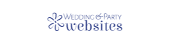 Wedding and party websites logo with decorative blue flower icon and script text