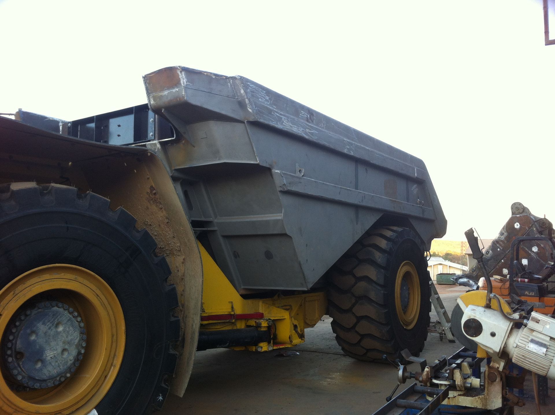 Old And Broken Bucket For Repair — Wright's Welding Operations In Karumba, QLD