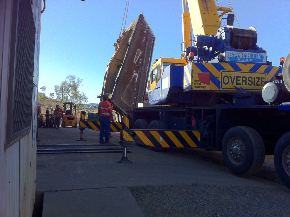 Oversize Equipment Lifting Up The New Heavy Equipment Repair — Wright's Welding Operations In Camooweal, QLD
