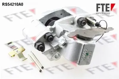 Pinza freno meccanica FTE color argento con raccordi neri su sfondo bianco.