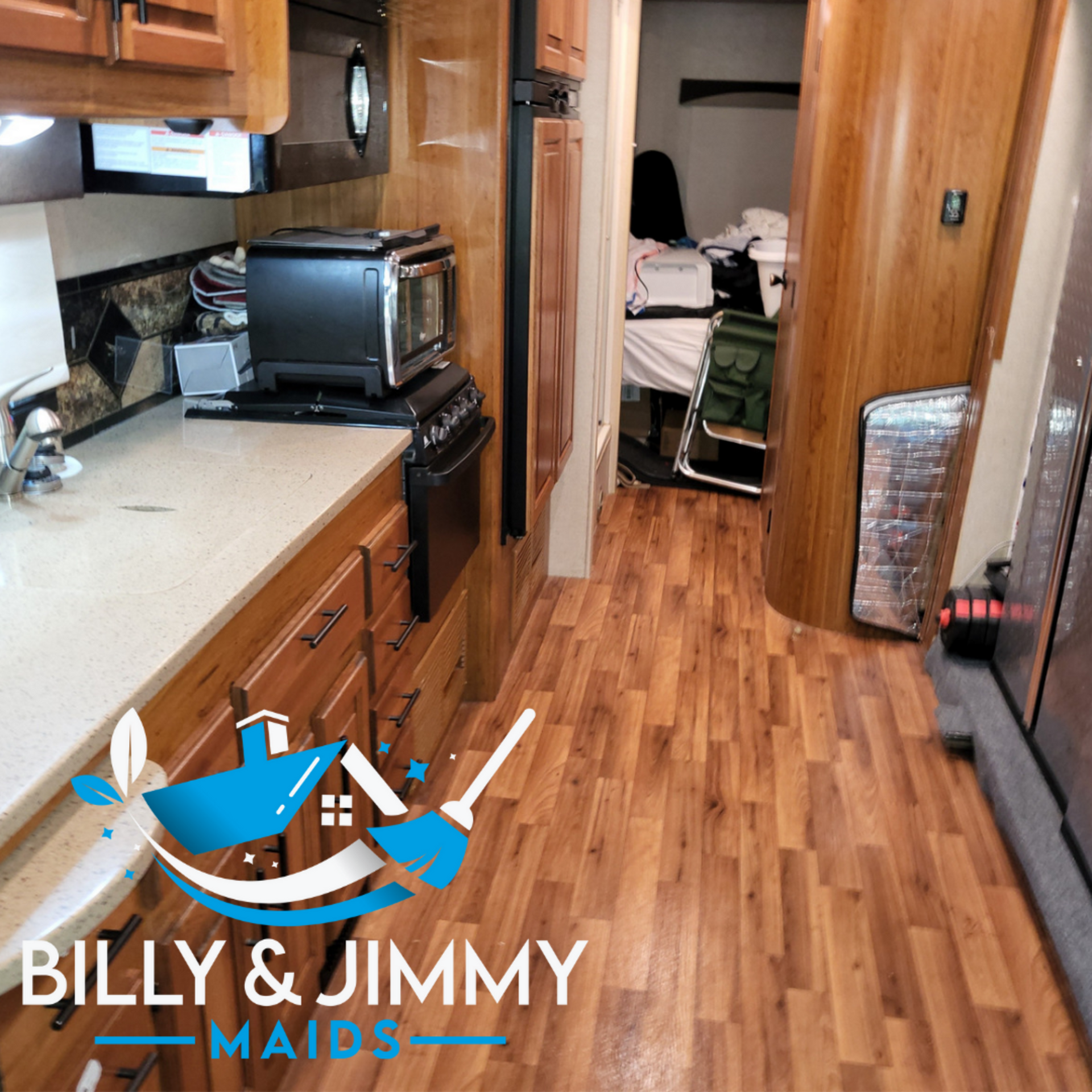 a kitchen with billy and jimmy maids written on the bottom
