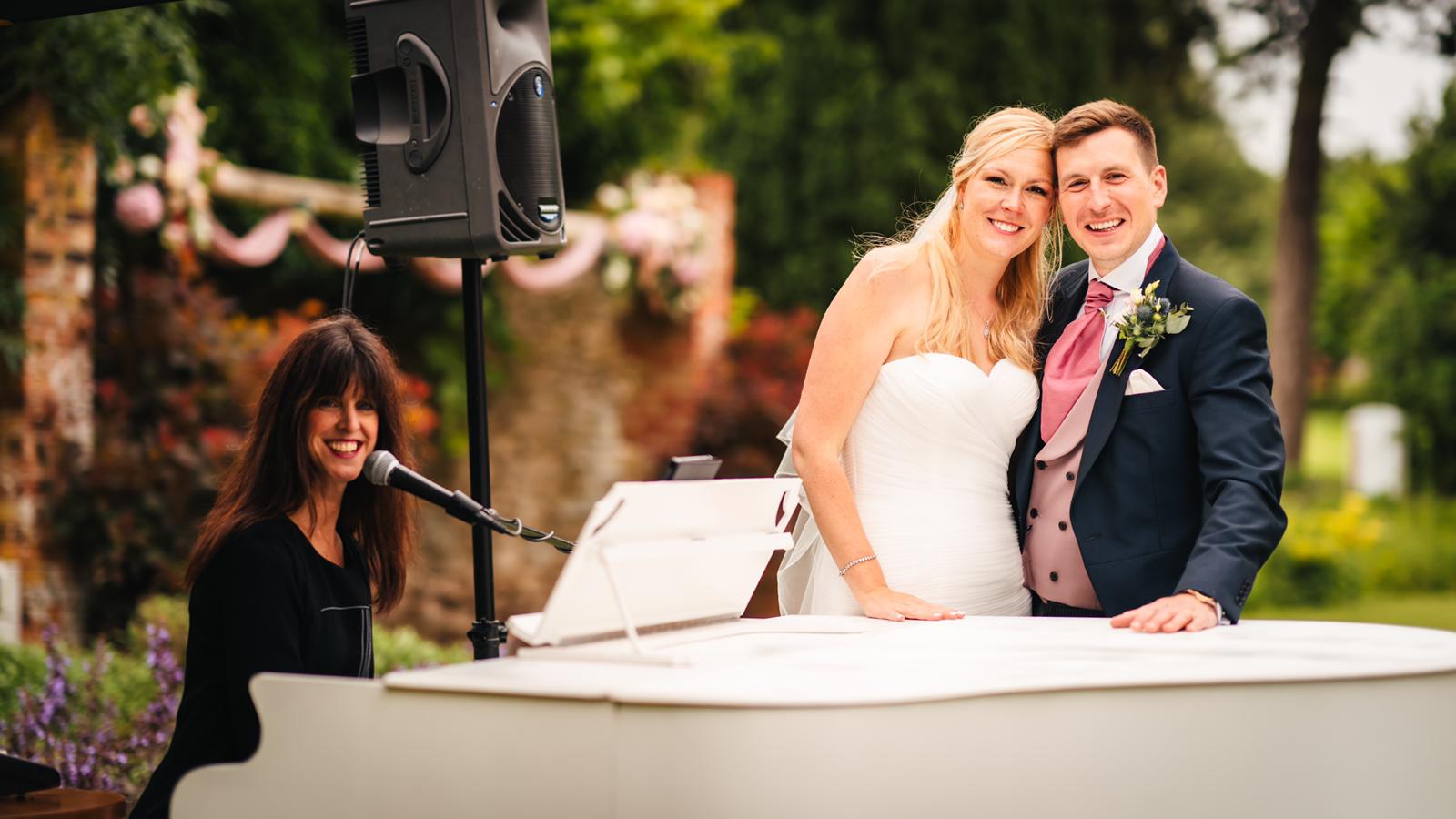 A wedding ceremony and reception outside
