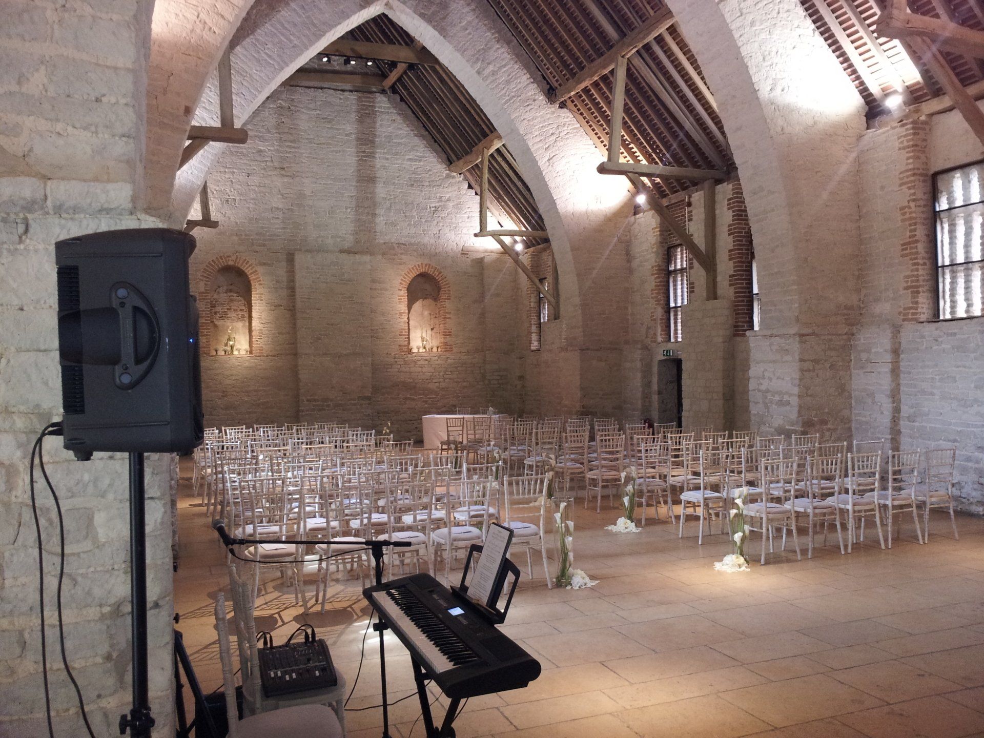 A wedding ceremony at The Tithe Barn