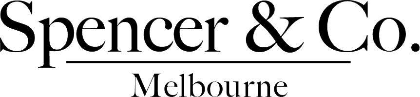 Spencer & Co. logo with “Melbourne” beneath, in black serif text on a white background